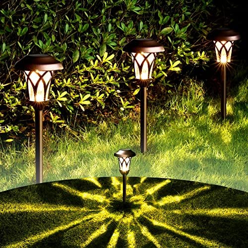 GIGALUMI Solar Pathway Lights Outdoor, Metal Glass & ABS Landscape Lights - Image 2