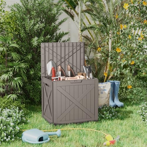 32 Gallon Deck Box, Waterproof Outdoor Storage Boxes For Garden Tools,Indoor Cushions,Accessories Outside Storage Resin Lockable Weatherproof Container(Grey) - Image 3