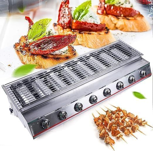 Tabletop Gas Grill,Commercial LPG Gas BBQ Grill,Professional Barbecues Griddle, 8 Independent Switches Gas Grill, for Outdoor Camping or Picnicking 40.94×15.7×7.9Inch(Style 7) by InSyoForeverEC