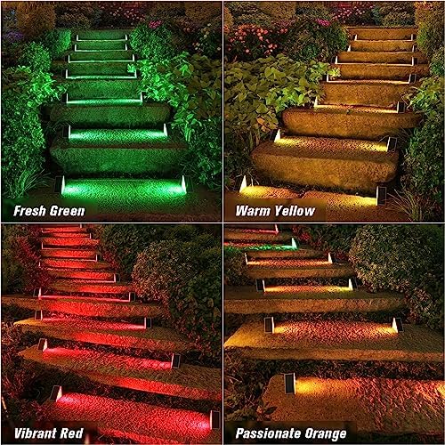 VOLISUN Solar Stair Lights 6 Pack, 7 Fixed Colors Solar Step Lights Outdoor - Image 5