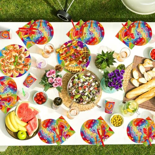 168Pcs Hippie Party Supplies for 60s 70s Hippie Theme Serves 24 - Image 5