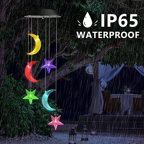 Toodour Solar Wind Chimes, Color Changing Wind Chimes Moon and Star - Image 6