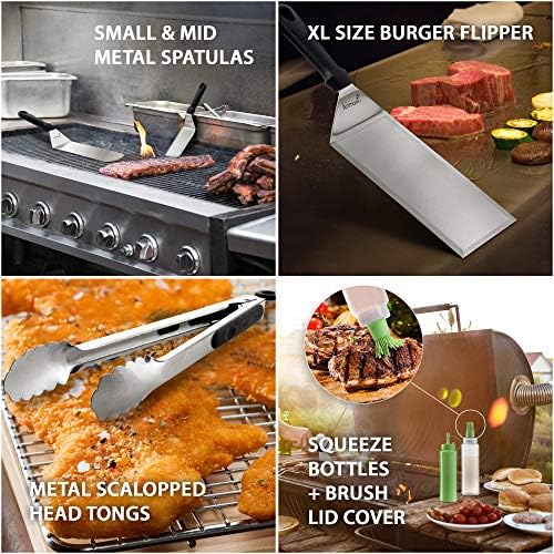 Metal Spatula Set of 6 - Griddle Accessories kit - Grill Flat Spatula Pancake Flipper Hamburger Turner - Metal Utensil Great for BBQ Grill Flat Top Cast Iron Griddle - Commercial Grade - Image 2