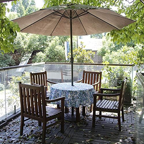 EHouseHome Outdoor and Indoor 60inch Round Tablecloth with Umbrella Hole and Zipper, Waterproof Zippered Patio Cloths, Spring/Summer Table Covers for Backyard Circular Table/BBQs/Picnic - Image 2