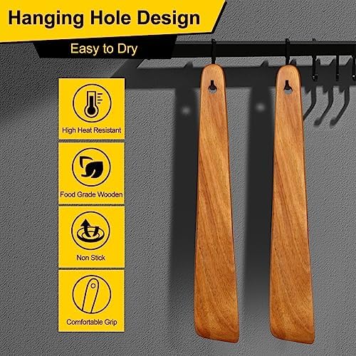 Teak Wooden Spatula for Cooking Spoon Non Toxic Kitchen Utensil Spurtle - Image 3