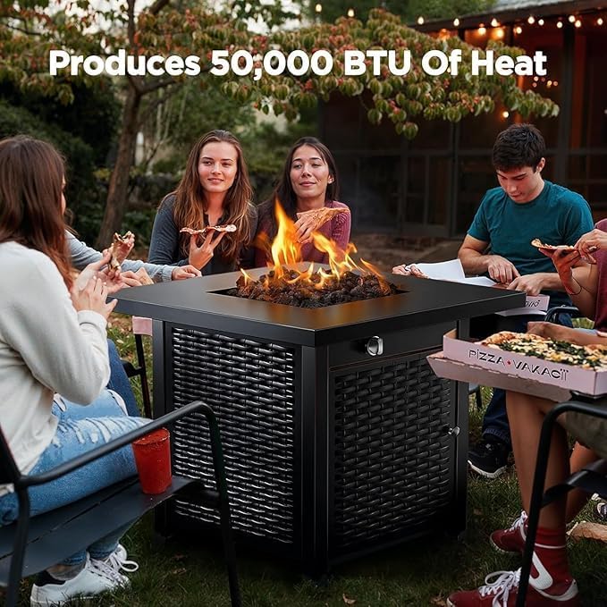 Ciays 28-Inch Propane Fire Pit – 50,000 BTU Outdoor Gas Steel Fire Table with Lid & Lava Rock, Adds Warmth & Ambience to Gatherings & Parties on Patio, Deck, Garden & Backyard - Image 3