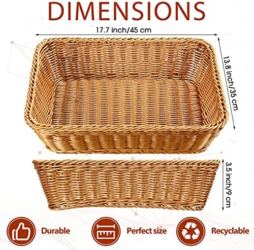 6 Pcs 17.7 in Large Wicker Bread Baskets, Woven Serving Basket for Kitchen - Image 2