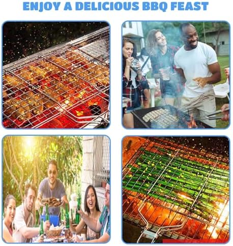 Shallow Grill Basket Fish Grill Basket, Fish Grilling Basket BBQ Fish Grill Baskets for Outdoor Grill,Grill Basket with Removable Handle. Perfect for Grilling Fish Fillets - Image 5