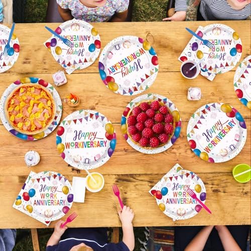 96 Pcs Happy Work Anniversary Party Decorations for Women Men, Serves 24 - Image 7