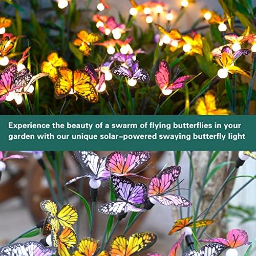 TONULAX Solar Garden Lights - 10 Pack Swaying Butterfly Light, Swaying in The Wind, Solar Outdoor Lights, Yard Patio Pathway Decoration, High Flexibility Iron Wire & Realistic Butterflies - Image 7