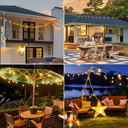 Mlambert 50Ft Outdoor String Lights, G40 Globe Patio Lights with 25+2 Waterproof LED Hanging Plastic Bulbs for Gazebo Pergola Cafe Bedroom-Brown Wire - Image 4