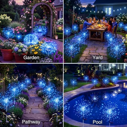 btfarm 2 Pack Solar Garden Lights Outdoor, 8 Modes Firework Lights Outside - Image 6