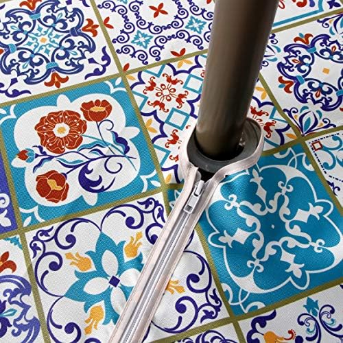 EHouseHome Outdoor and Indoor 60inch Round Tablecloth with Umbrella Hole and Zipper, Waterproof Zippered Patio Cloths, Spring/Summer Table Covers for Backyard Circular Table/BBQs/Picnic - Image 4