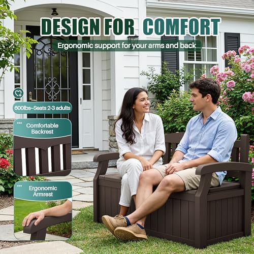 Devoko 80 Gallon Storage Bench Deck Box Waterproof&Lockable - Image 3