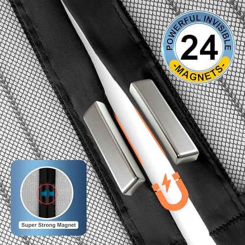 METAONLY Magnetic Screen Door Mesh, Works for Patio, Sliding Door, Keeps Bug Mosquito Out, Fresh Air Flow, Fits 32" x 78" Door - Curtain Size 34" x 81", Black - Image 4