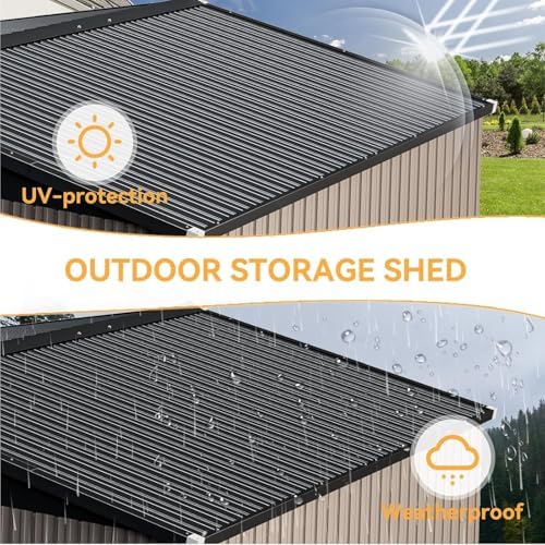 Aoxun 10 x 12FT Outdoor Storage Shed with Double Hinged Large Door, Brown - Image 4