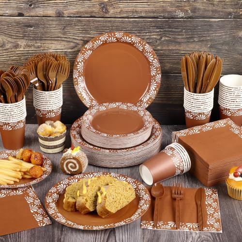 Kochorie 400 Pieces Cielito Lindo Party Supplies, Platos De Barro Mexicanos Fiesta Disposable Tableware Sets with Paper Plates Cups Napkins Cutlery Serves 50 for Baby Shower Mexican Party Supplies - Image 4