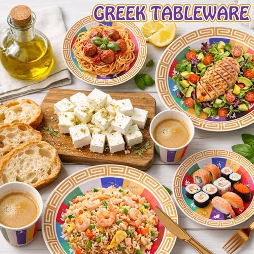 FoldTier 350 Pcs Greek Mythology Party Supplies Greek God Disposable Plates Napkins Cups Tableware Set, Ancient Greeks Themed Party Decorations for Camp Half Blood Birthday, Serves 50 - Image 4