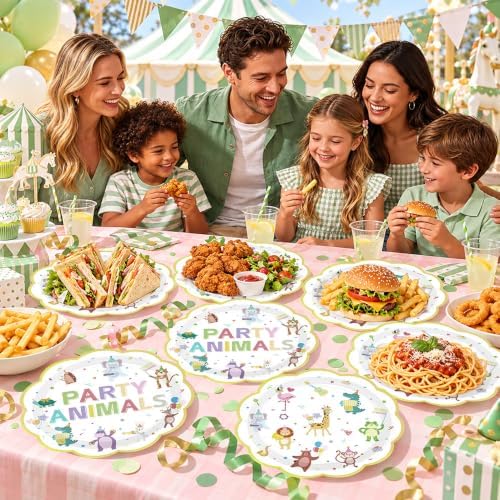 50Pcs Animal Parade Scalloped Heavy Duty Paper Plates 9 Inch - Image 6