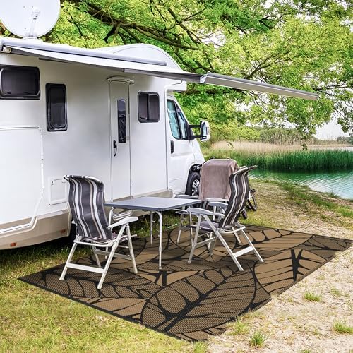 GENIMO Outdoor Rug, Waterproof Plastic Rugs for Patio, 6'x9' Onyx Brown - Image 5