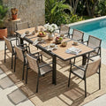 ZANDOR Expandable Outdoor Dining Set for 4-6-8,Patio Table and Chairs Set with Wood Top for Garden,Backyard,Porch,55"-82.7" Extendable Aluminum Outdoor Table Set with 8 Chairs,Grey by ZANDOR%7CGoodtimesstartoutside