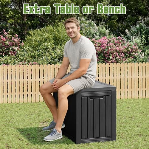 Outdoor Storage Waterproof Deck Box for Patio (45 Gallon, Black) - Image 5