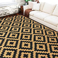 SAND MINE Reversible Mats, Plastic Straw Rug, Modern Area Rug, Large Floor Mat and Rug for Outdoors, RV, Patio, Backyard, Deck, Picnic, Beach, Trailer, Camping, Black & Brown, 6' x 9' by SANDMIND