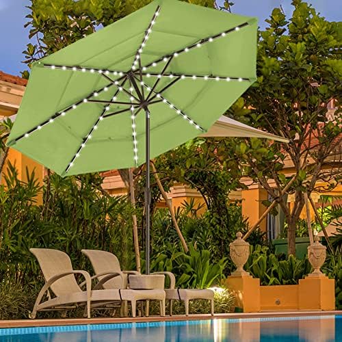 EliteShade USA 10-Year-Non-Fading 9ft 3-Tier Market Patio Umbrella, Commercial Table Umbrella with 80 Solar LED Lights, Crank Open, Windproof & UPF 50+ UV Protection for Garden, Deck, Pool, Backyard, Macaw Green - Image 4