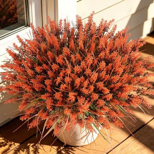 24 Bundles Fall Faux Outdoor Plants, UV Resistant Artificial Fake Lavender with Monkey Grass, Realistic Faux Lavender Greenery Shrubs for Patio Porch Yard Garden Pathway Window Box Fall Home Decor - Image 3