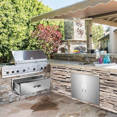Outdoor Kitchen Drawers Stainless Steel, BBQ Drawer Inserts for Built-in Patio Grill Station, 30''W x 10''H x 23''D - Image 2