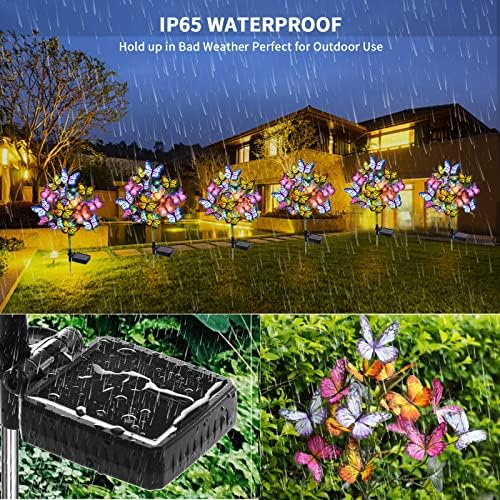 Adecorty Solar Garden Lights Outdoor Waterproof Decorative Solar Lights Outdoor 2 Pack with 44 LED 34 Butterfly Flower Garden Decor Yard Patio Lawn, Gifts for Mother's Day Mom Women - Image 2
