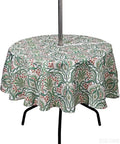 SUQ I OME Outdoor Tablecloth, Green Damascus Pattern, 60'' Round with Zipper by SUQIOME