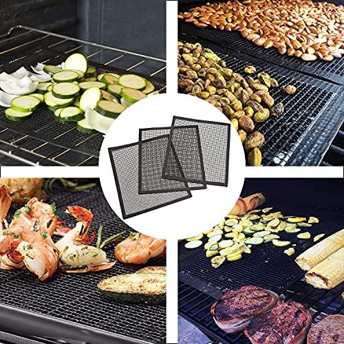 Grill Mesh Mat Set of 3 - Heavy Duty BBQ Non-stick Cooking Sheet Liners Reusable Teflon Barbecue Grilling Net for Outdoor Smoker, Pellet, Gas, Charcoal Grills - 11.8x13.8 - Image 5