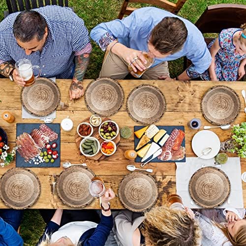 Wiooffen 48pcs Rustic Wooden Tree Party Supplies 9" Paper Plates Set Lumberjack Theme Tableware Pack Camping Hunting Party Dessert Plates Rustic Wooden Birthday Holidays Decorations - Image 6
