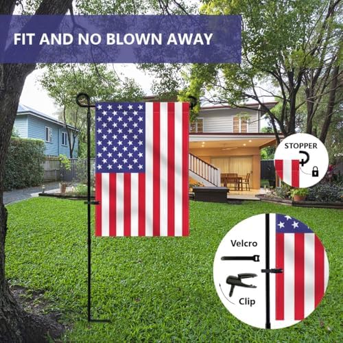 YEAHOME Garden Flag Holder Stand, Premium Yard Flag Holder Weather-Proof Metal Powder-Coated Flagpole with Clip and Stopper for Christmas Garden Flag, Outdoor Garden Decor Decoration - Image 3