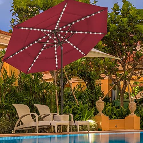 EliteShade USA 10-Year-Non-Fading 9ft 3-Tier Market Patio Umbrella, Commercial Table Umbrella with 80 Solar LED Lights, Crank Open, Windproof & UPF 50+ UV Protection for Garden, Deck, Pool, Backyard, Burgundy - Image 4