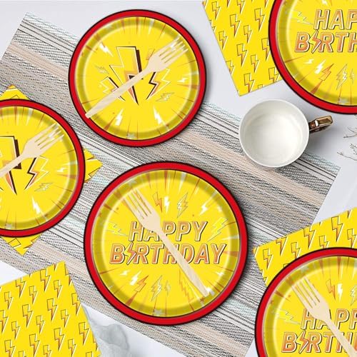 Lightning Bolt Birthday Plates Napkins Tableware Party Decor 96PCS - Image 6