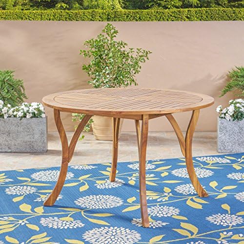 Christopher Knight Home Adn Outdoor 47" Round Acacia Wood Dining Table, Teak - Image 4
