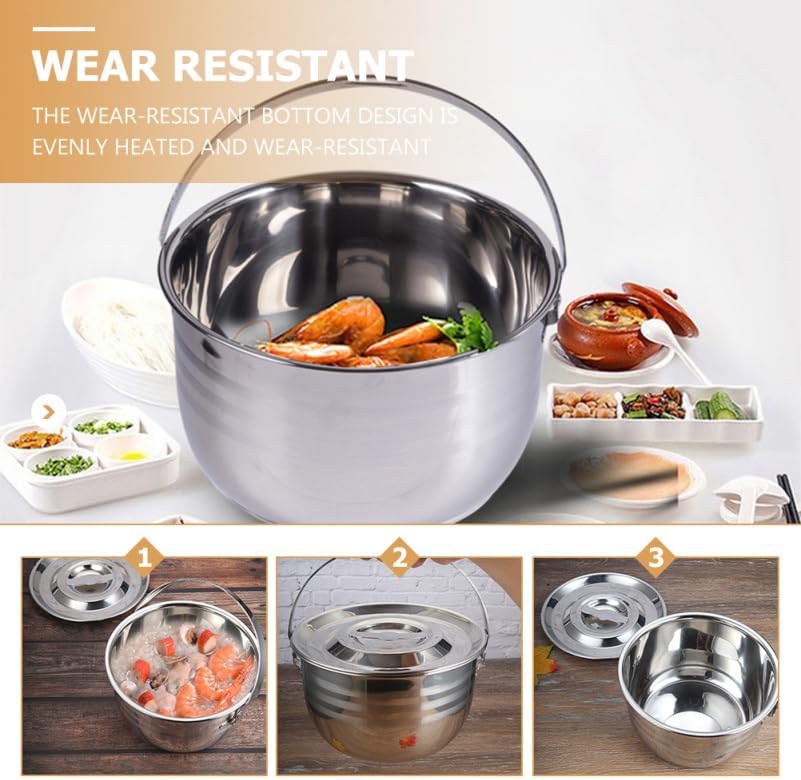 PRETYZOOM Camping Griddle Camping Pot Jacketed Kettle Thicken Child Stainless Steel Thicken Stew Pot Camp Cooking Stainless Steel Cookware - Image 2
