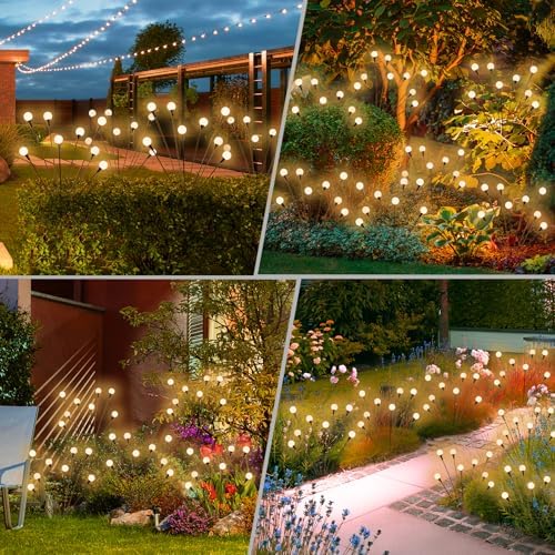 vignuto Solar Lights Outdoor Waterproof, 8 Packs 64LED, Solar Garden Lights, Garden Decor, Patio Decor, Unique Gifts for Women, Gifts for Grandma - Image 6