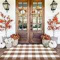 Homydecor Buffalo Plaid Outdoor Rugs, 3'x5' Coffe and White Checkered Area Rug, Layering Rug for Hello/Welcome Door Mat, Washable Cotton Woven Farmhouse Mat for Front Porch Décor by Homydecor