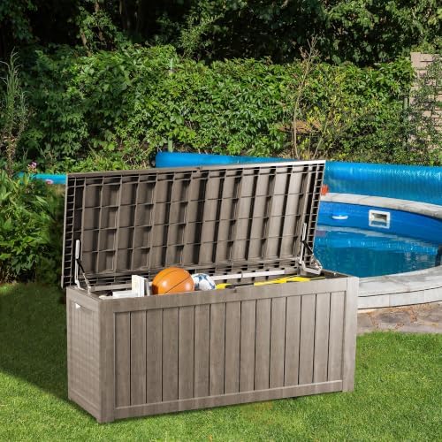 Outdoor Storage Box, 200 Gallon Waterproof Deck Box, Premium Hydraulic Cushion Storage Chest, High-Load Lockable Two-Seater Patio Storage Bench, Large Country Estate, Grey - Image 4