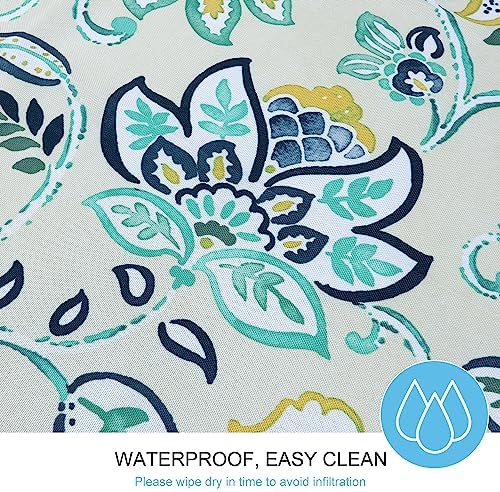ColorBird Outdoor Rectangle Tablecloth, 60×84 inch Patio Rectangle Tablecloth with Umbrella Hole Blue Bosemia Flower Plastic Table Cloth for Patio Garden Tabletop - Image 2