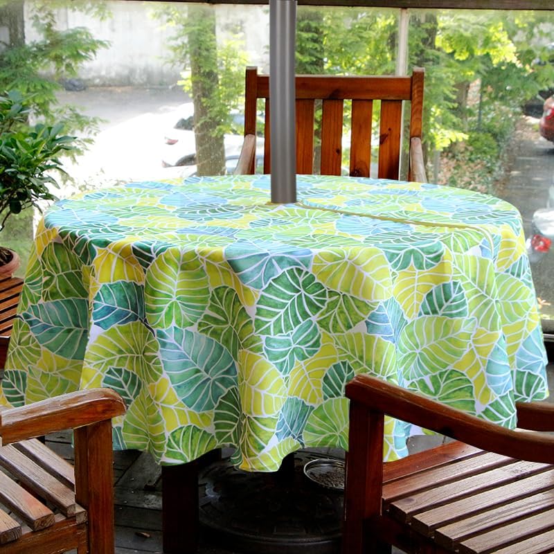 EHouseHome Outdoor Indoor 70inch Round Tablecloth with Umbrella Hole and Zipper, Waterproof Zippered Patio Table Cloths, Spring/Summer Table Covers for Backyard Circular Table/BBQs/Picnic - Image 2