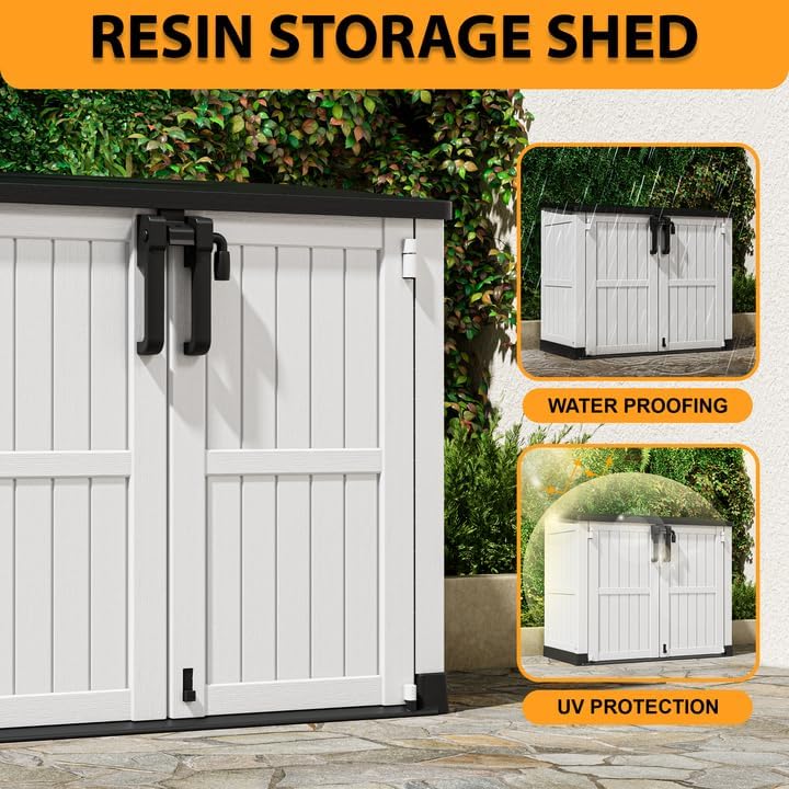 LHBcraft Outdoor Storage Cabinet 36 Cu Ft with Lockable Doors, Waterproof Outdoor Storage Box for Patios,Portable Horizontal Resin Storage Shed, Easy to Assemble - Image 3