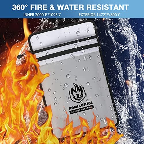 Andyer 2 Pockets Fireproof Document Bag (15"x11"), Protect Values from Fire - Image 2