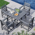 Dining Table Set, 5-Piece HDPE Outdoor, Gray by Unknown