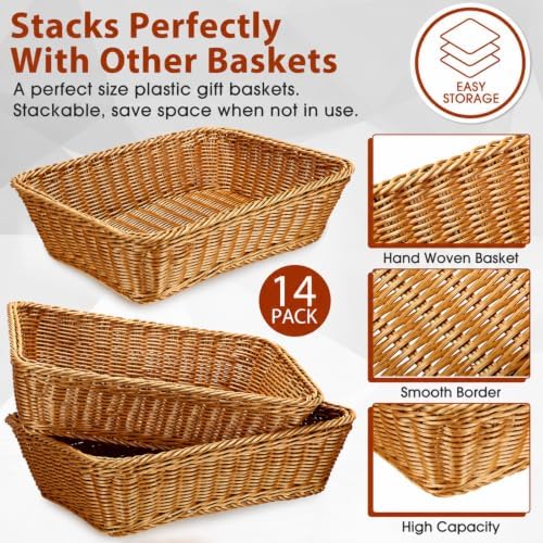Eccliy 14 Pack Wicker Bread Baskets Woven Serving Basket, 15.8 Inch - Image 3