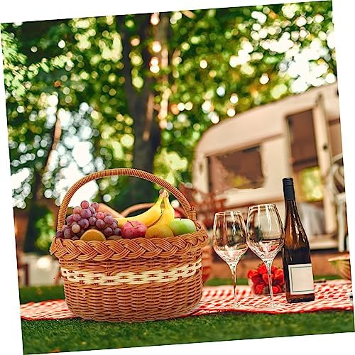 ABOOFAN Imitation Rattan Woven Storage Basket for Outdoor Picnics Multi Function Household Organizer Portable Design for Snacks Fruits and Decorative Use - Image 6