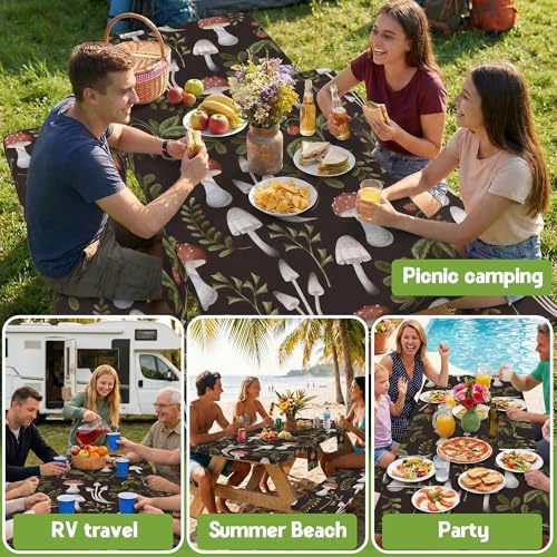Picnic Table Cover with Bench Covers Waterproof Elastic Rectangle Furniture Fitted Table Cloth Tablecloth Glamping Camp Camper Camping Essentials Outdoor Road Trip Rv Car Travel Vacation Canping Gear - Image 6